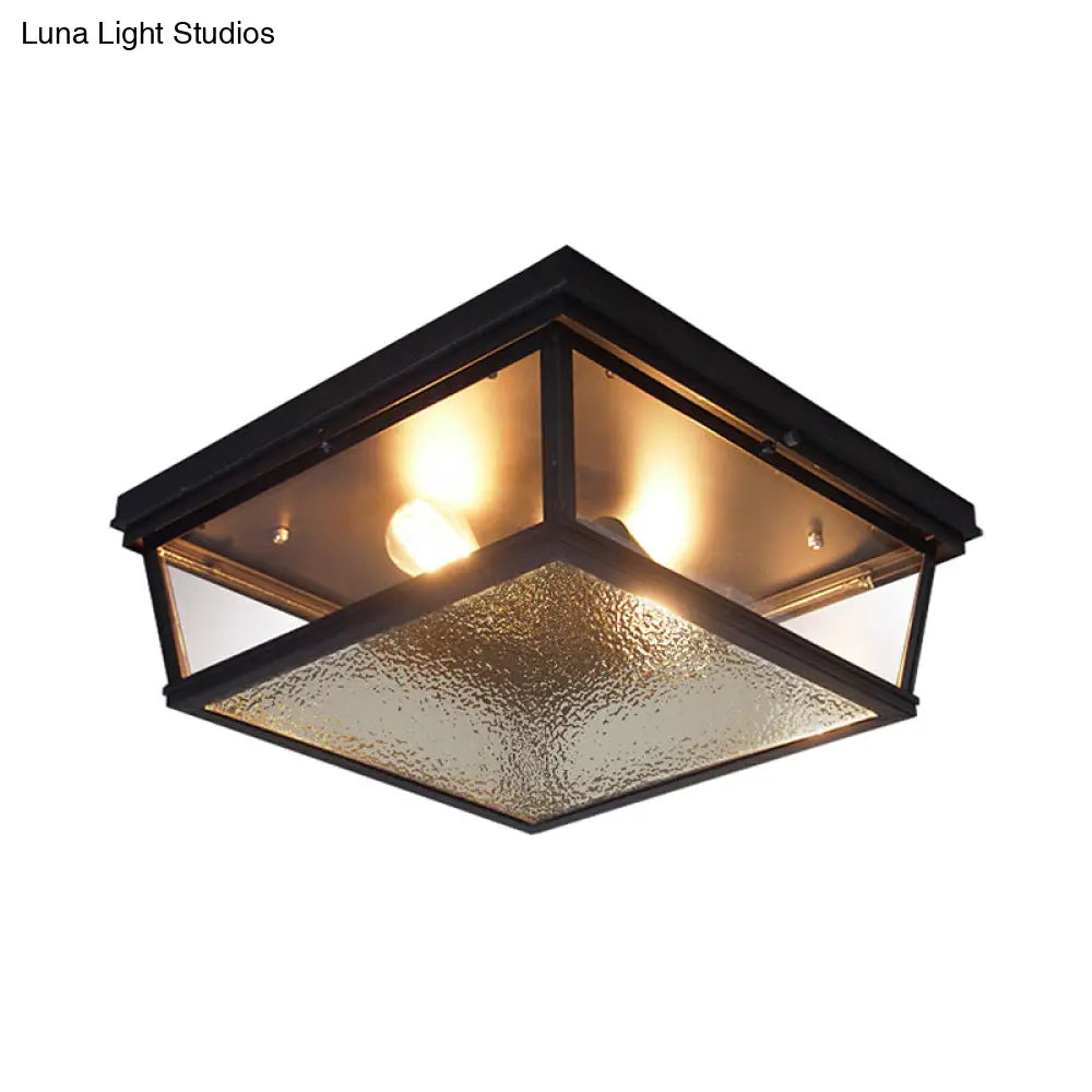 Modern Industrial Black Ceiling Lamp With 2 Lights & Flush Mount For Corridors