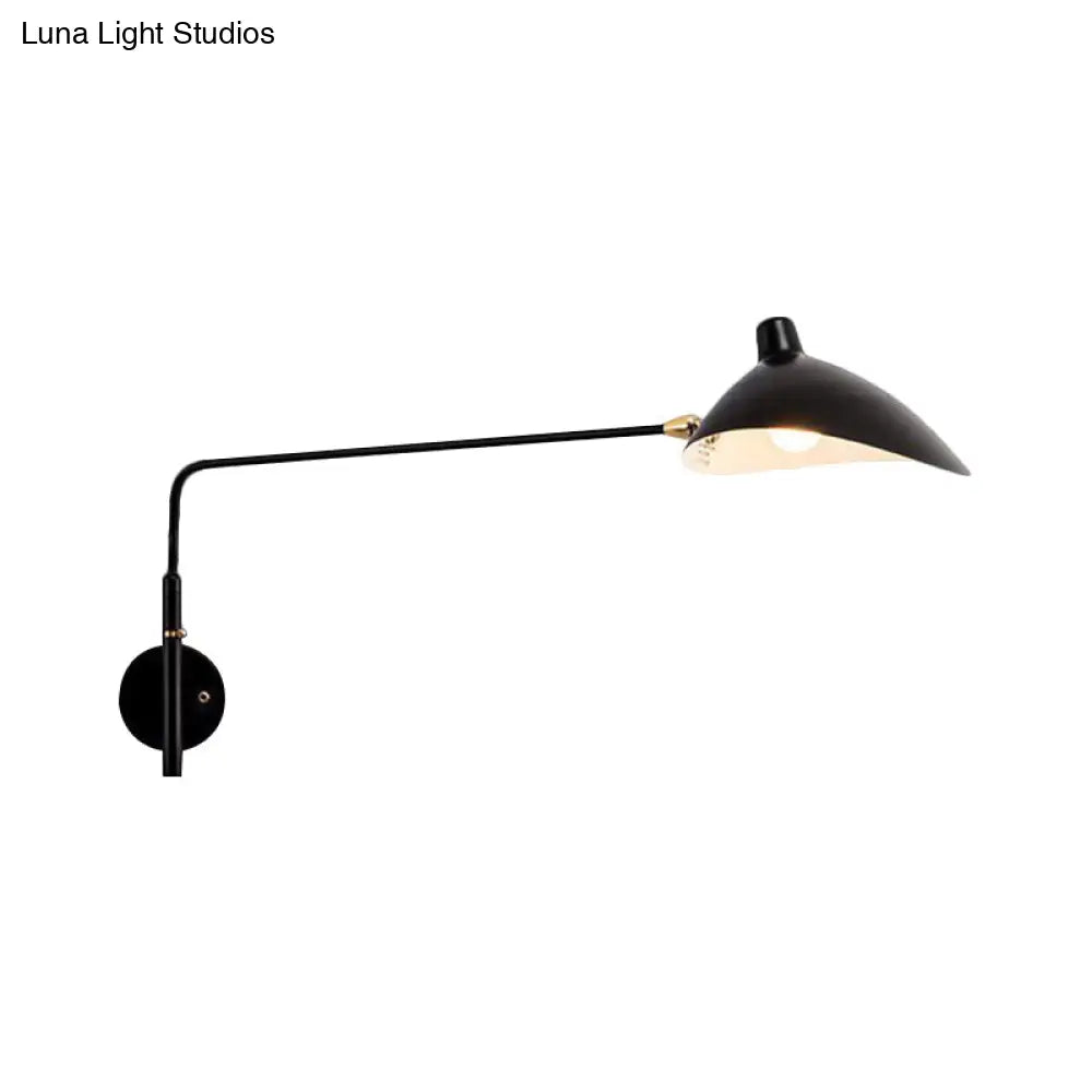 Modern Industrial Conic Wall Sconce Light In Black/White For Living Room