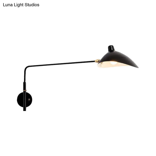 Modern Industrial Conic Wall Sconce Light In Black/White For Living Room