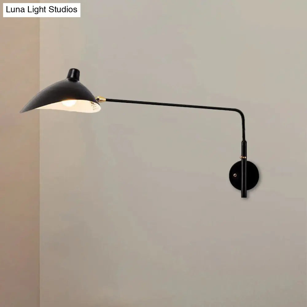 Modern Industrial Conic Wall Sconce Light In Black/White For Living Room