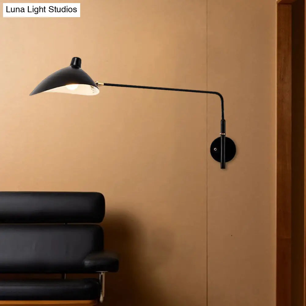 Modern Industrial Conic Wall Sconce Light In Black/White For Living Room