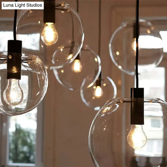 Modern Industrial Glass Globe Pendant Light For Kitchen Dining & Bedroom