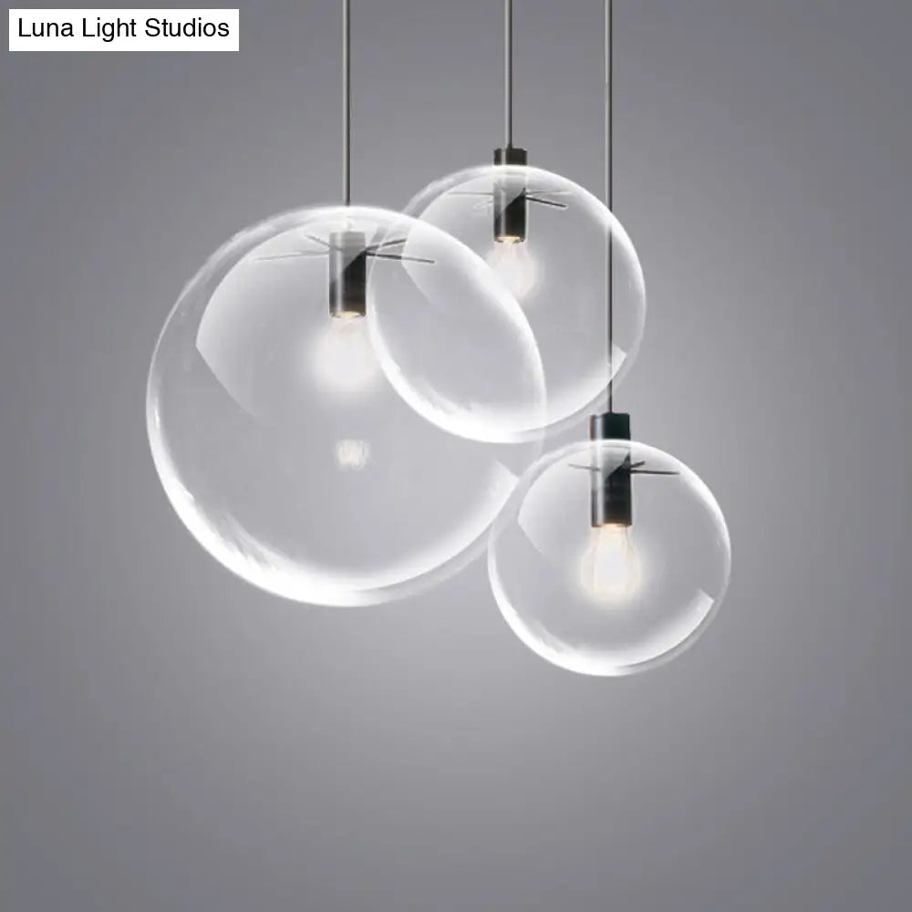 Modern Industrial Glass Globe Pendant Light For Kitchen Dining & Bedroom Black / 8