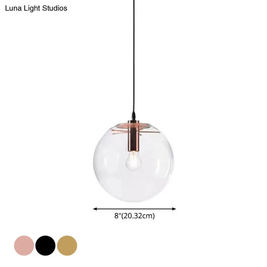 Modern Industrial Glass Globe Pendant Light For Kitchen Dining & Bedroom