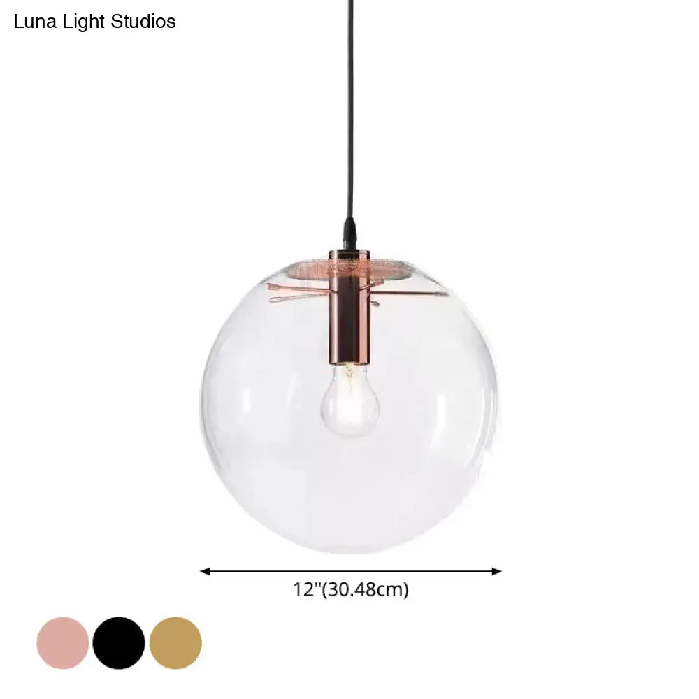 Modern Industrial Glass Globe Pendant Light For Kitchen Dining & Bedroom