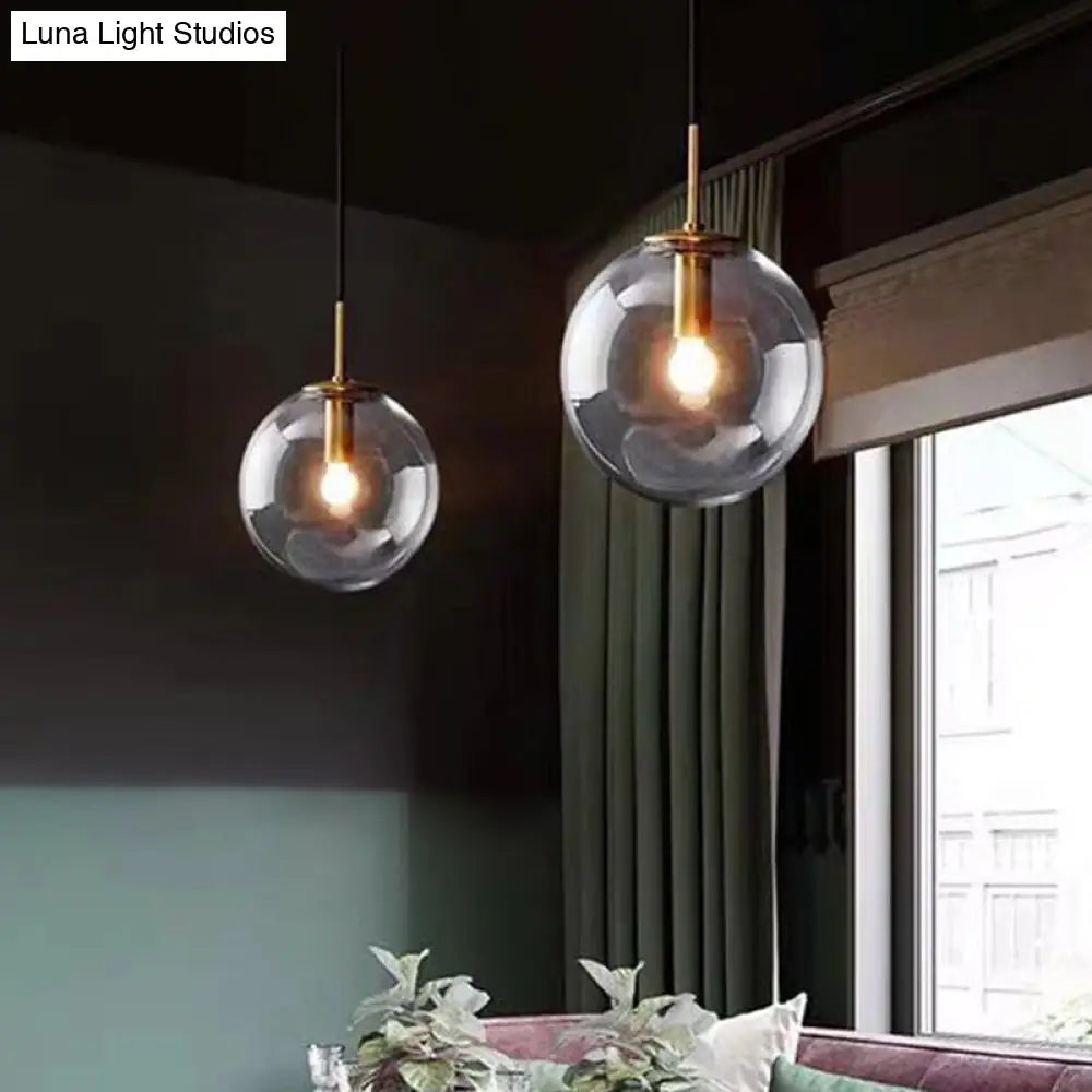 Modern Industrial Glass Globe Pendant Light For Kitchen Dining & Bedroom