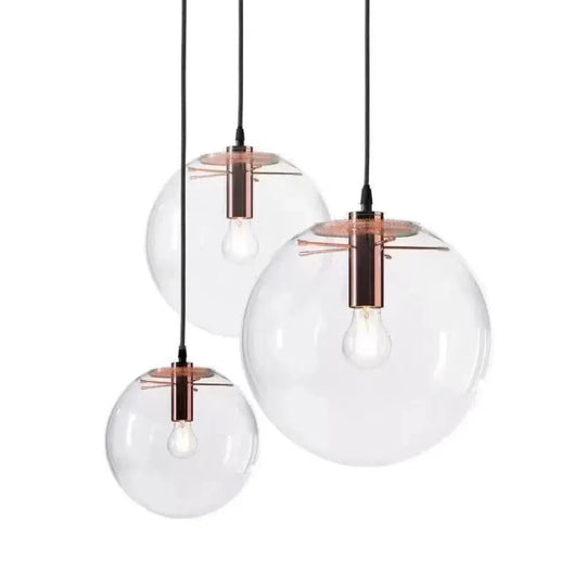 Modern Industrial Kitchen Glass Pendant Light For Dining And Bedroom Rose Gold / 8’