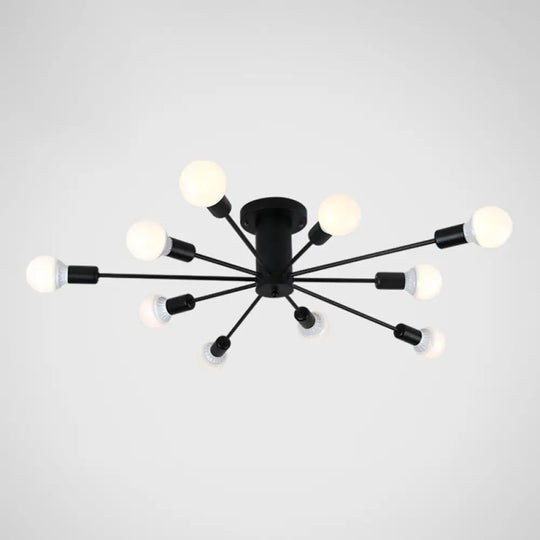 Modern Industrial Metal Flush Mount Ceiling Light Fixture 10 / Black