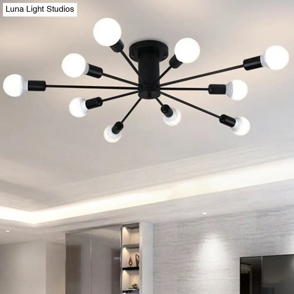 Modern Industrial Metal Flush Mount Ceiling Light Fixture