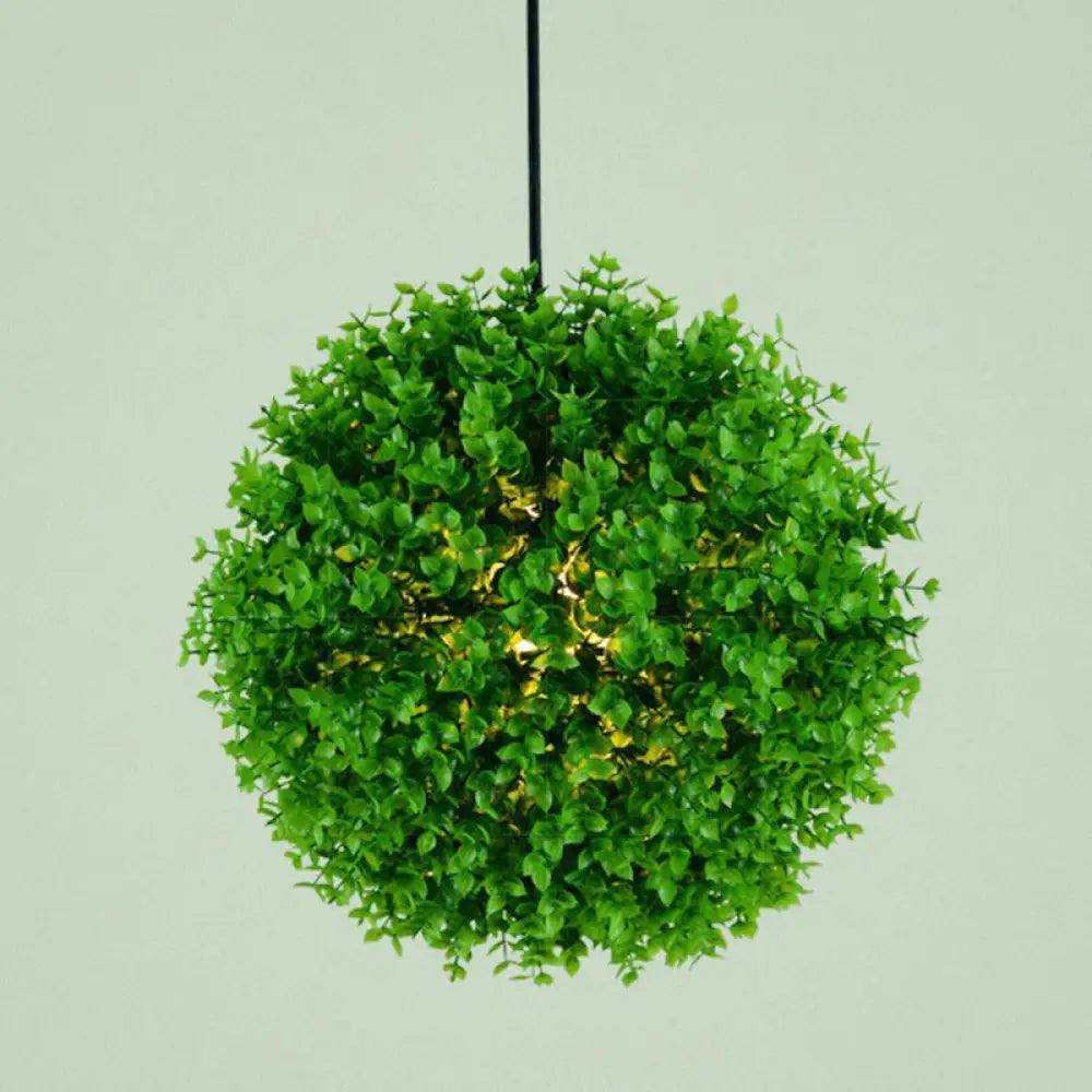 Modern Industrial Metal Hanging Lamp With Green Fake Plant Perfect For Music Bars And Ceilings / 14’
