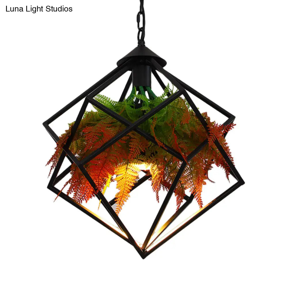 Modern Industrial Pendant Lighting - Geometric Metal Design Black Led 1 Bulb 16/18.5 Wide