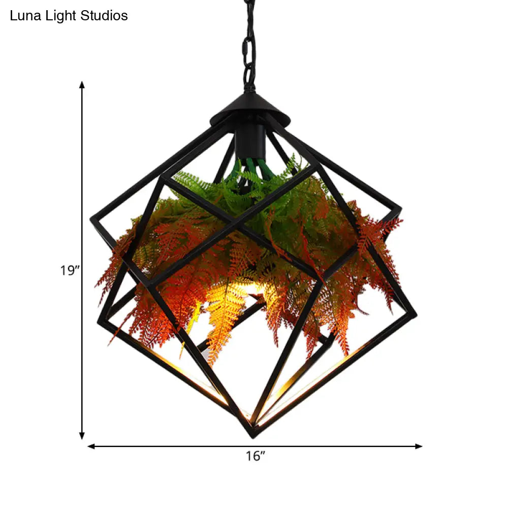 Modern Industrial Pendant Light With Geometric Design And Led Bulb - 16’/18.5’ Wide