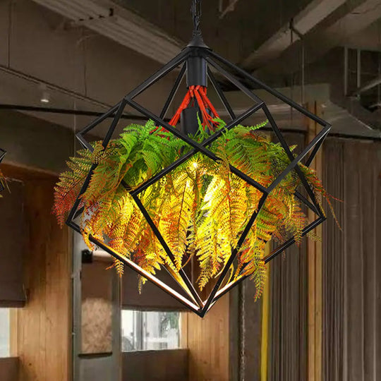 Modern Industrial Pendant Light With Geometric Design And Led Bulb - 16’/18.5’ Wide Black / 18.5’