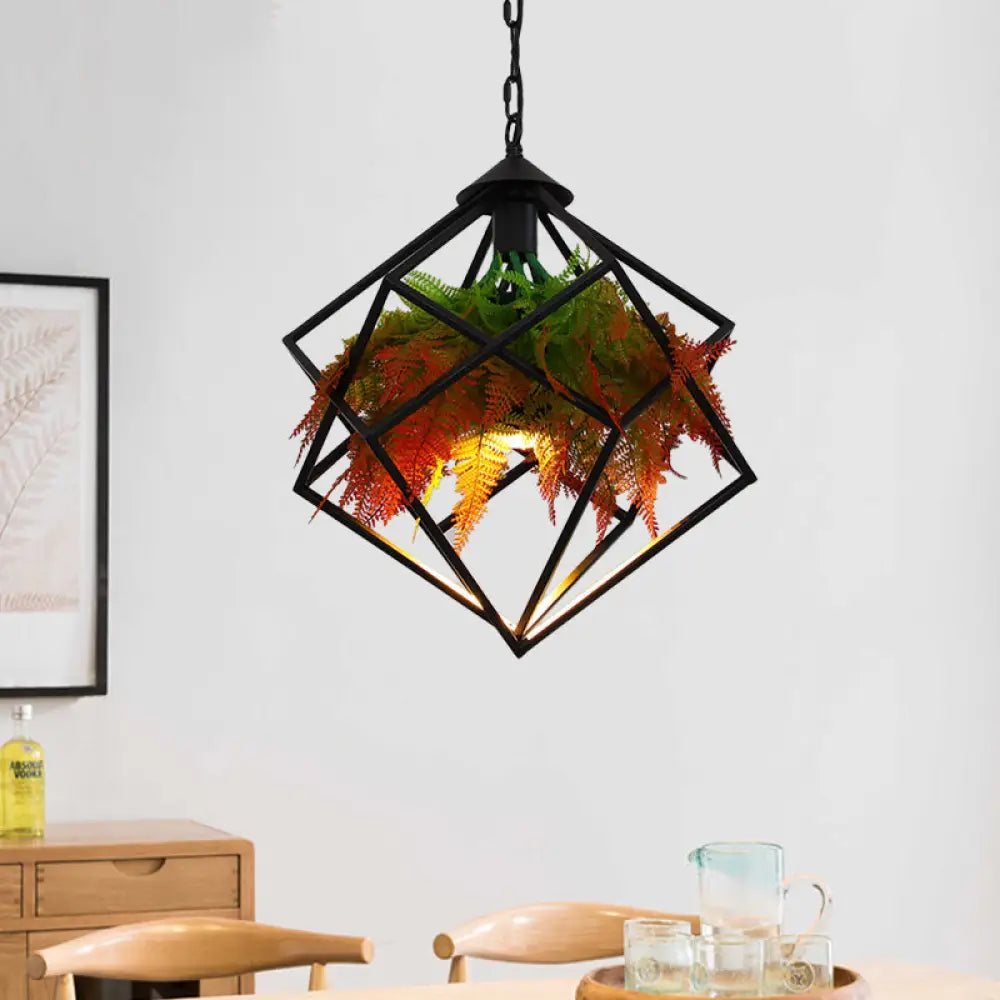 Modern Industrial Pendant Light With Geometric Design And Led Bulb - 16’/18.5’ Wide Black / 16’