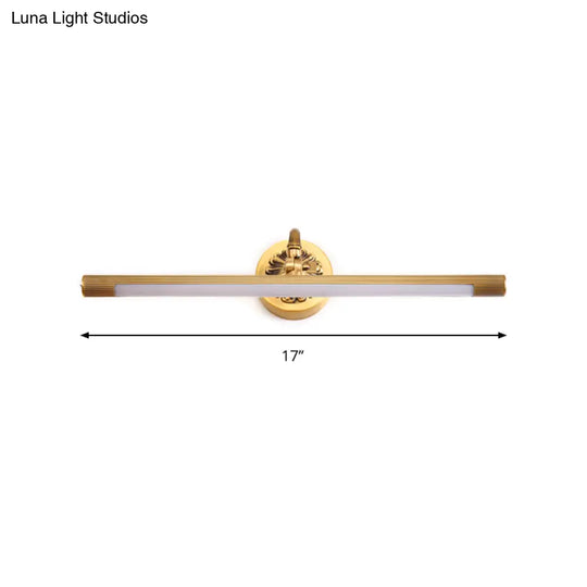 Modern Integrated Led Brass Finish Wall Sconce Light For Bathroom - Vanity Lighting 17/22 Wide