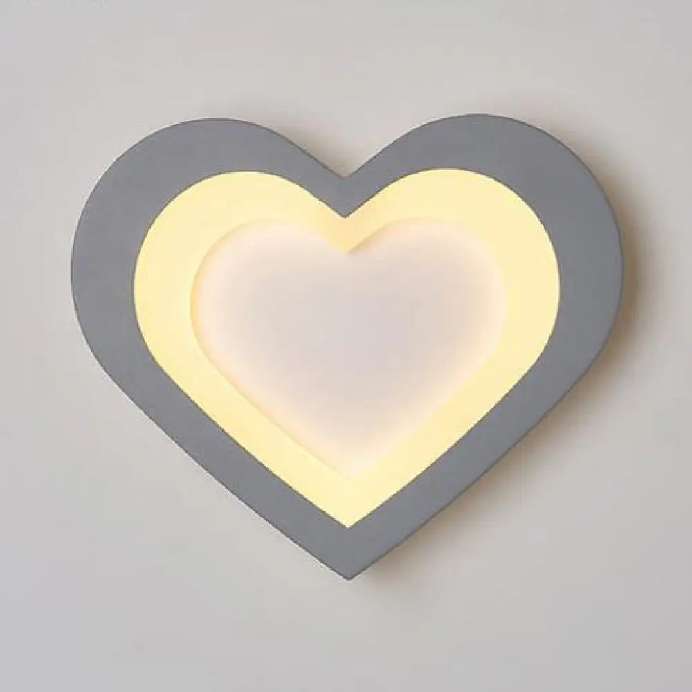 Modern Integrated Led Cartoon Wall Light - Simple Acrylic White Grey / Heart Warm