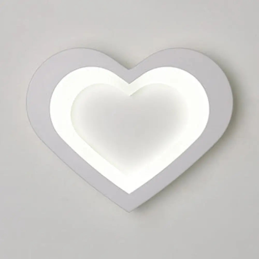 Modern Integrated Led Cartoon Wall Light - Simple Acrylic White / Heart