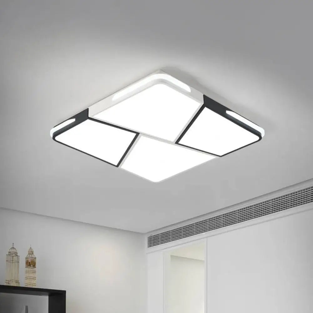 Modern Integrated Led Ceiling Light Fixture With Acrylic Shade - White Flush Mount