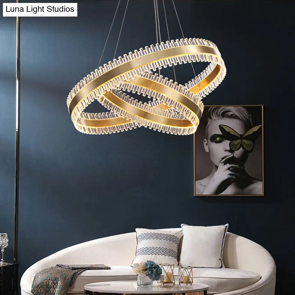 Contemporary Metal Chandelier Pendant Light - Interlace Rings Design For Living Room