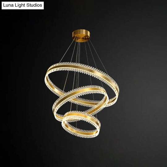 Contemporary Metal Chandelier Pendant Light - Interlace Rings Design For Living Room Gold /