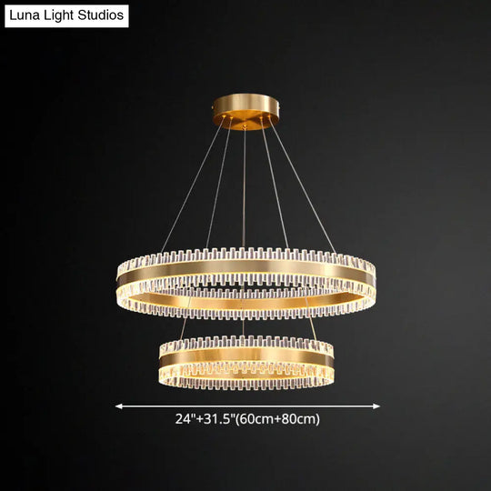 Contemporary Metal Chandelier Pendant Light - Interlace Rings Design For Living Room
