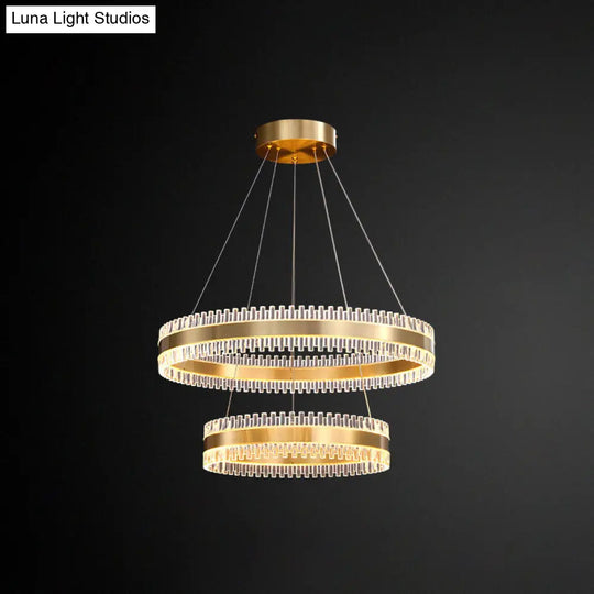 Contemporary Metal Chandelier Pendant Light - Interlace Rings Design For Living Room Gold / 16+23.5