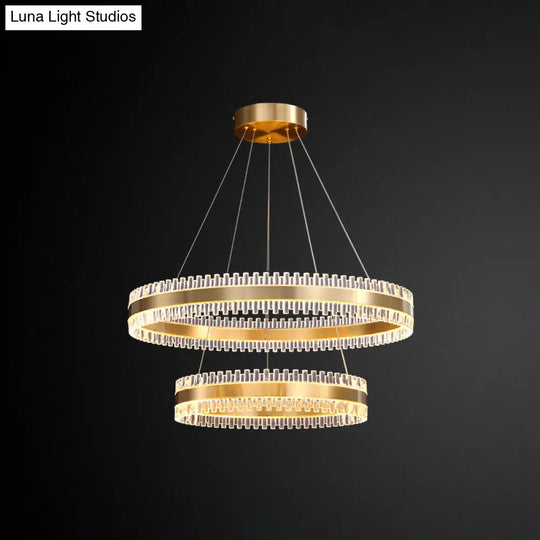 Contemporary Metal Chandelier Pendant Light - Interlace Rings Design For Living Room Gold / 24+31.5