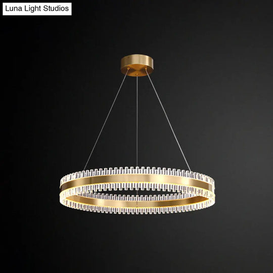 Contemporary Metal Chandelier Pendant Light - Interlace Rings Design For Living Room Gold / 23.5