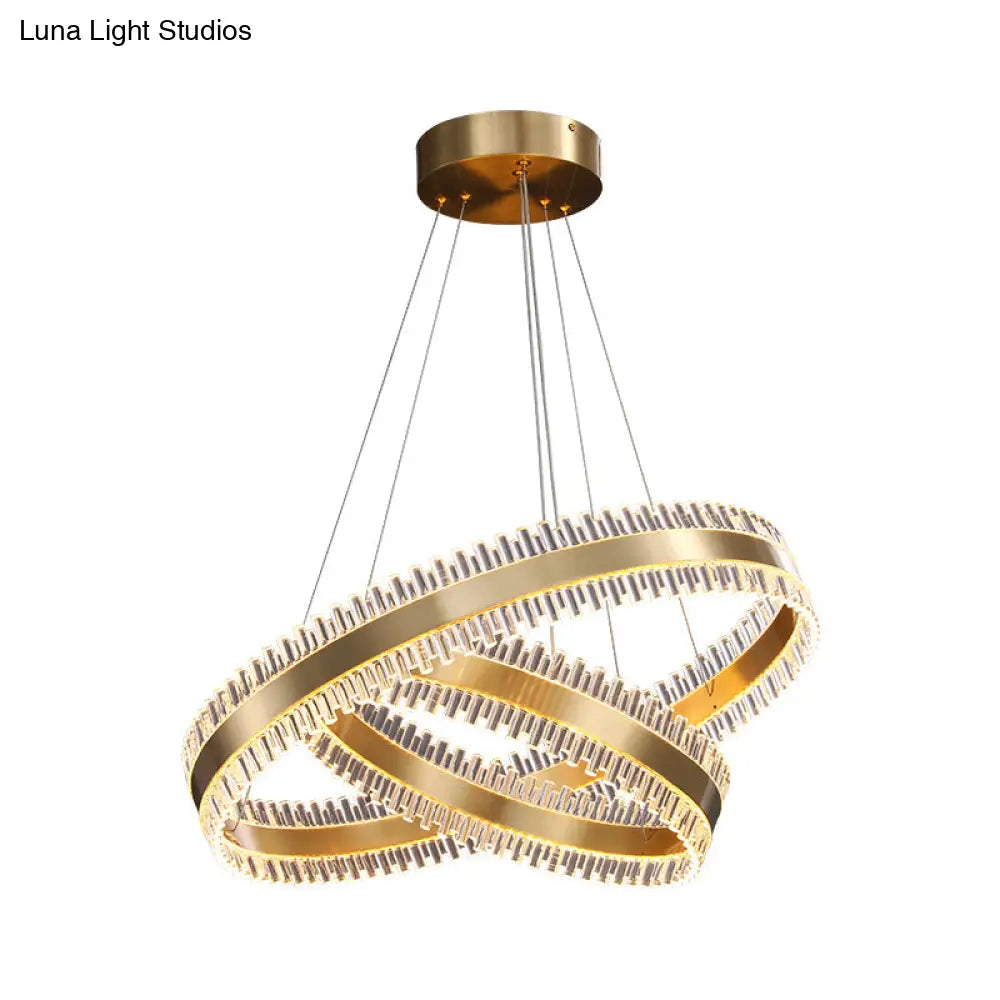 Contemporary Metal Chandelier Pendant Light - Interlace Rings Design For Living Room