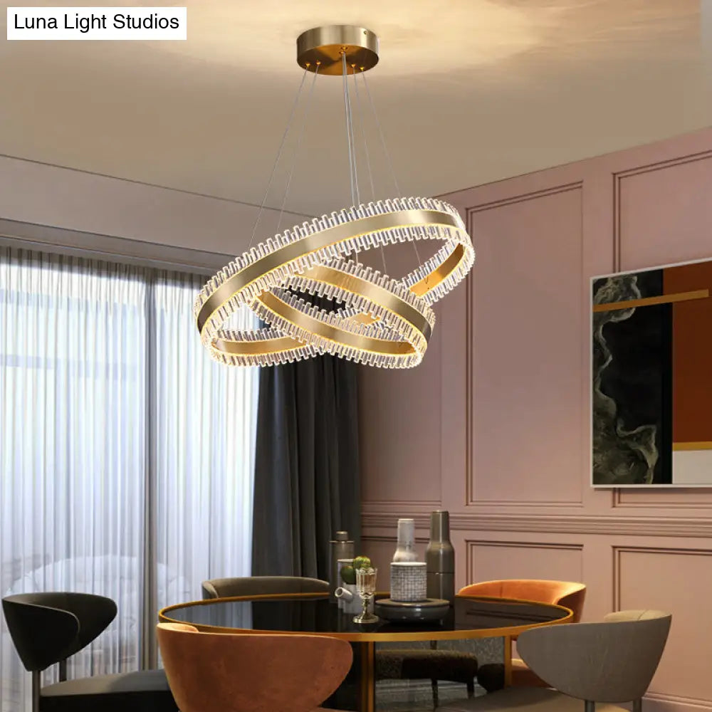 Contemporary Metal Chandelier Pendant Light - Interlace Rings Design For Living Room