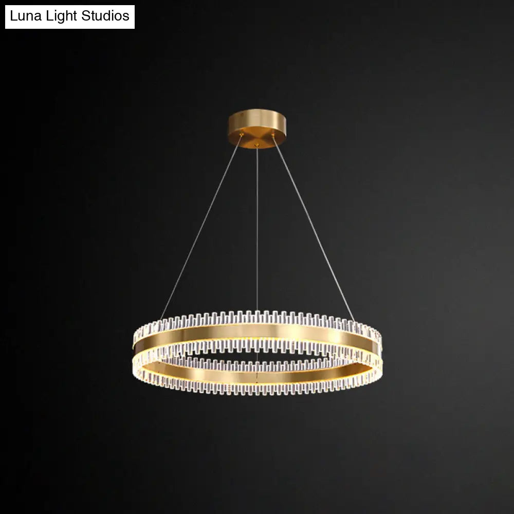 Contemporary Metal Chandelier Pendant Light - Interlace Rings Design For Living Room Gold / 16