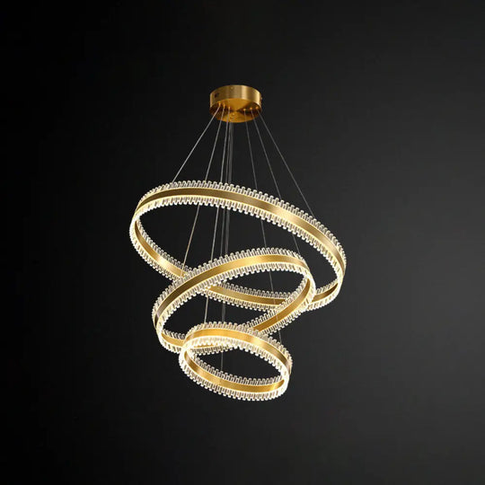 Modern Interlace Rings Chandelier - Metal Pendant Light For Living Room Gold / 16’ + 23.5’ + 31.5’