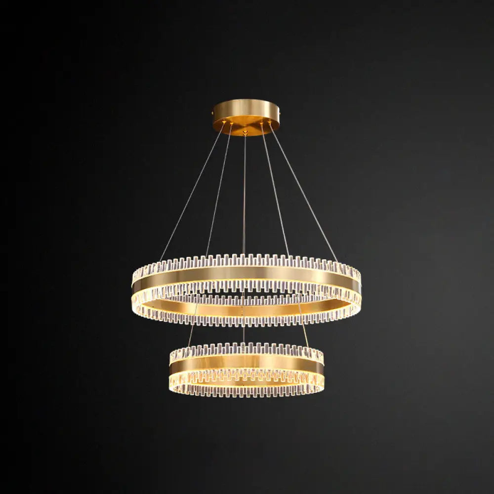 Modern Interlace Rings Chandelier - Metal Pendant Light For Living Room Gold / 16’ + 23.5’