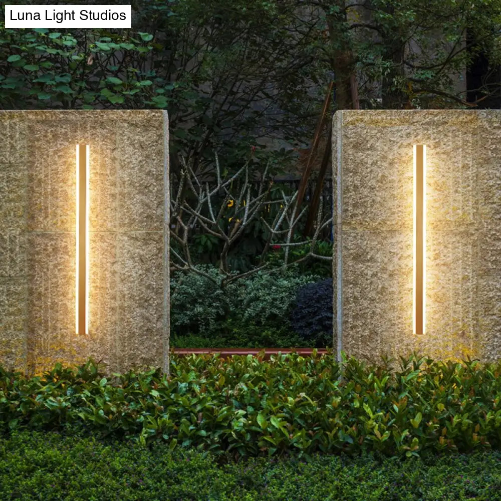 Modern Ip65 Waterproof Outdoor Lights Stainless Steel Long Led Wall Lamp Gold Light Garden Porch