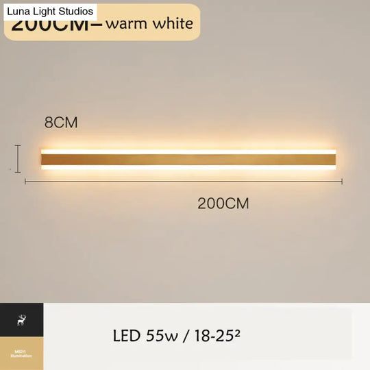 Modern Ip65 Waterproof Outdoor Lights Stainless Steel Long Led Wall Lamp Gold Light Garden Porch