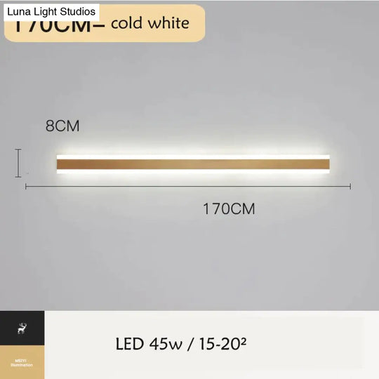 Modern Ip65 Waterproof Outdoor Lights Stainless Steel Long Led Wall Lamp Gold Light Garden Porch