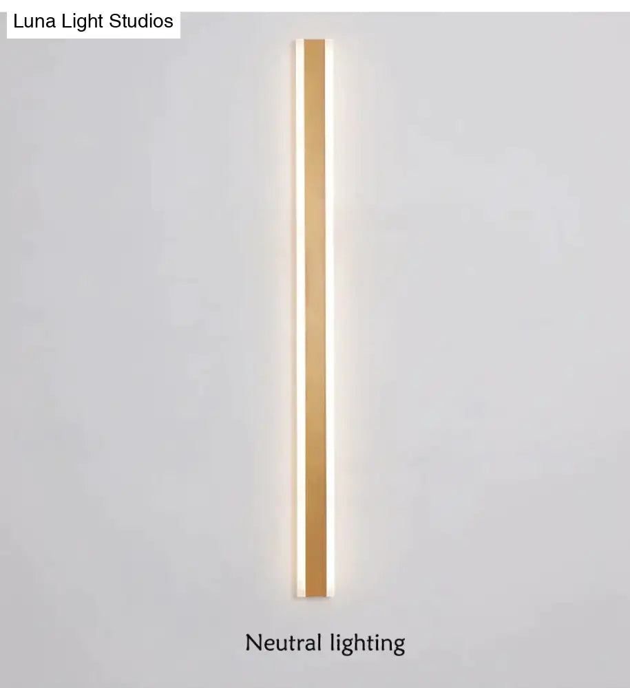 Modern Ip65 Waterproof Outdoor Lights Stainless Steel Long Led Wall Lamp Gold Light Garden Porch