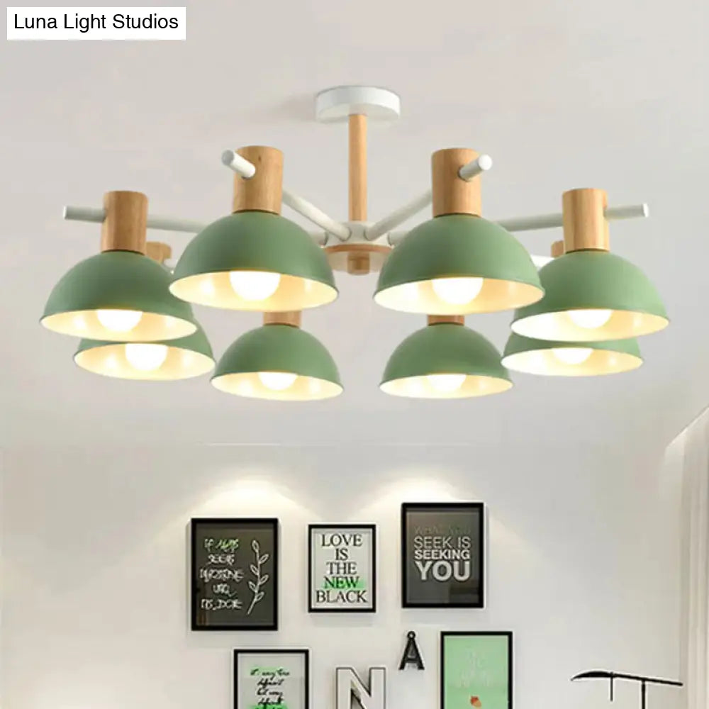 Modern Iron 8-Light Macaroon Dome Pendant Chandelier For Living Room