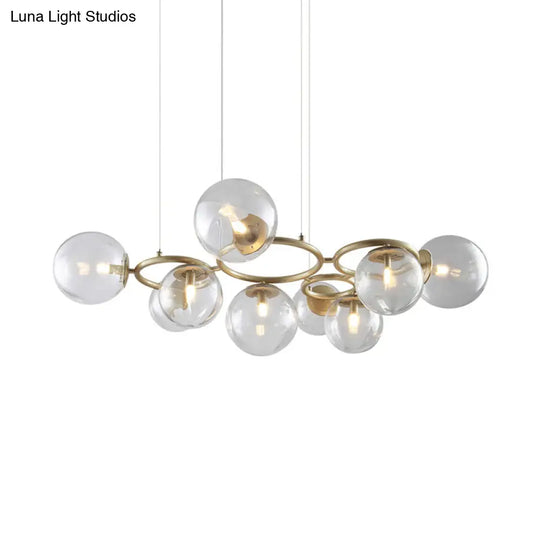 Modern Iron 9-Light Gold Chandelier With Bubble Glass Shades