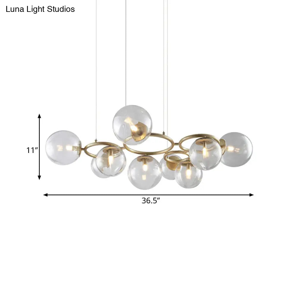 Modern Iron 9-Light Gold Chandelier With Bubble Glass Shades