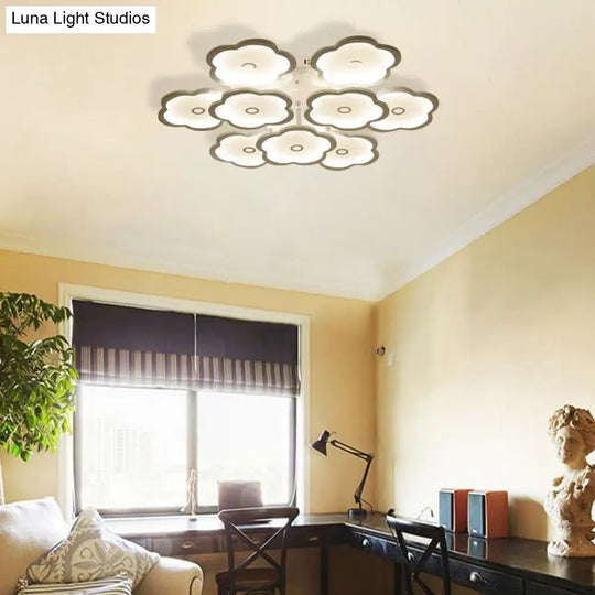 Modern Iron Acrylic Ceiling Lights - 3/6/9 Heads Unique Flower Design Indoor Lighting