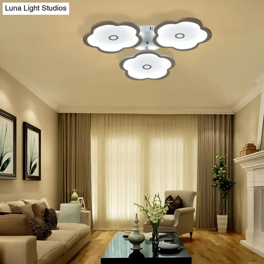 Modern Iron Acrylic Ceiling Lights - 3/6/9 Heads Unique Flower Design Indoor Lighting 3 / White