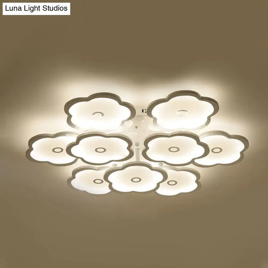 Modern Iron Acrylic Ceiling Lights - 3/6/9 Heads Unique Flower Design Indoor Lighting