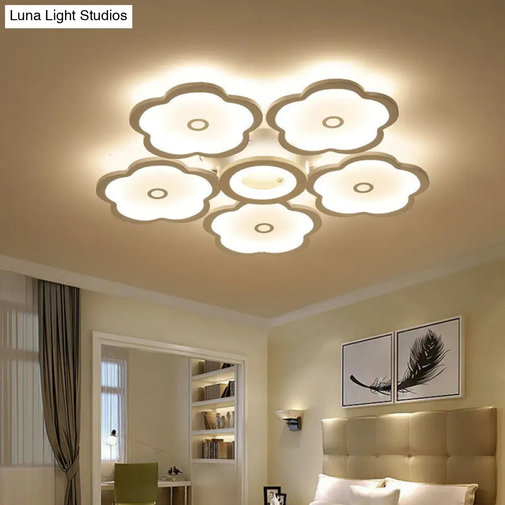 Modern Iron Acrylic Ceiling Lights - 3/6/9 Heads Unique Flower Design Indoor Lighting 6 / White