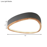 Modern Iron And Wood Drop Flush Mount Ceiling Light - Unique Grey/White/Green Design In Warm/White