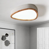Modern Iron And Wood Drop Flush Mount Ceiling Light - Unique Grey/White/Green Design In Warm/White