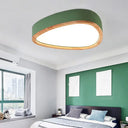 Modern Iron And Wood Drop Flush Mount Ceiling Light - Unique Grey/White/Green Design In Warm/White