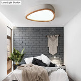 Modern Iron And Wood Drop Flush Mount Ceiling Light - Unique Grey/White/Green Design In Warm/White
