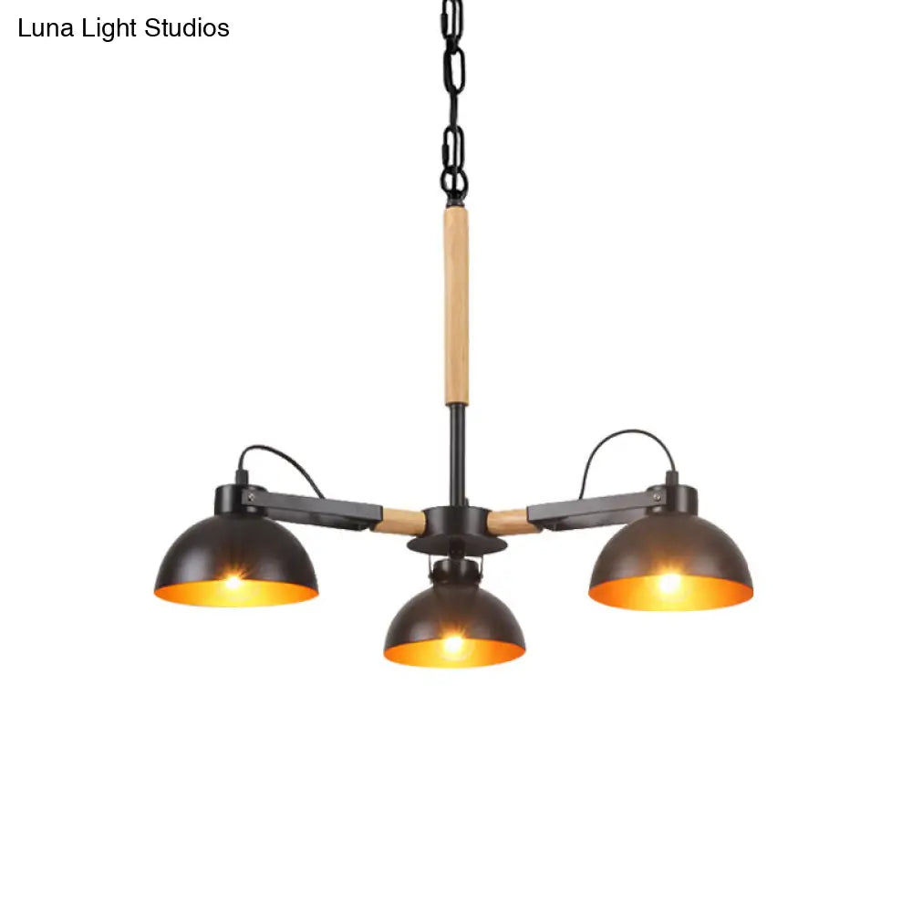 Black And Gold Rotatable Chandelier With Bowl Shade - 3/5/6 Heads Factory Ceiling Suspension Lamp