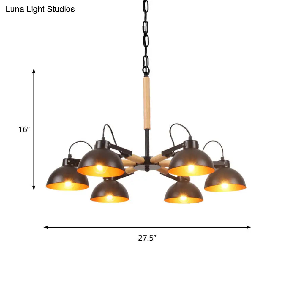 Black And Gold Rotatable Chandelier With Bowl Shade - 3/5/6 Heads Factory Ceiling Suspension Lamp